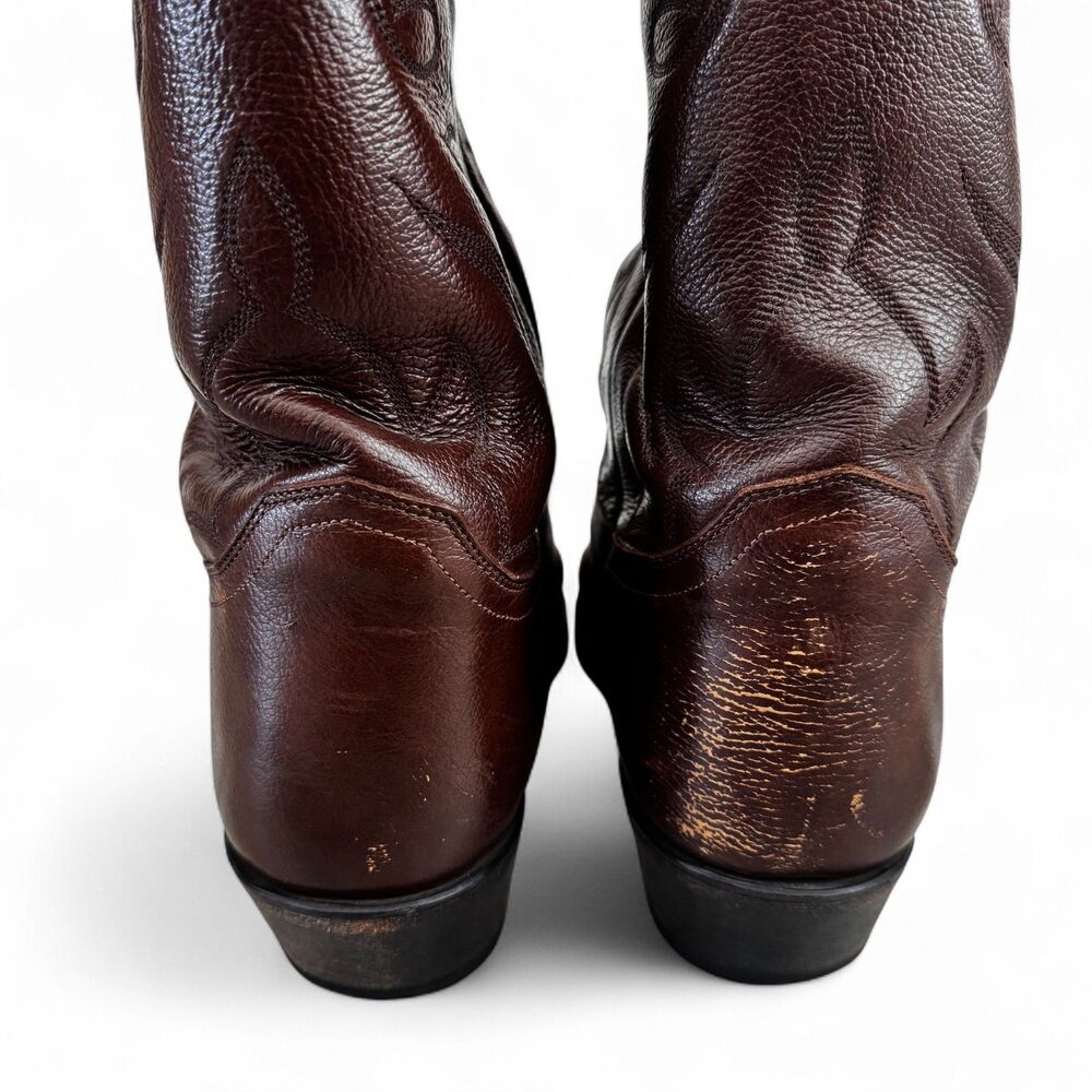 Justin Cowboy Boots Brown Leather Style 1450 Mens Size 13 D Country Western - Picture 8 of 12